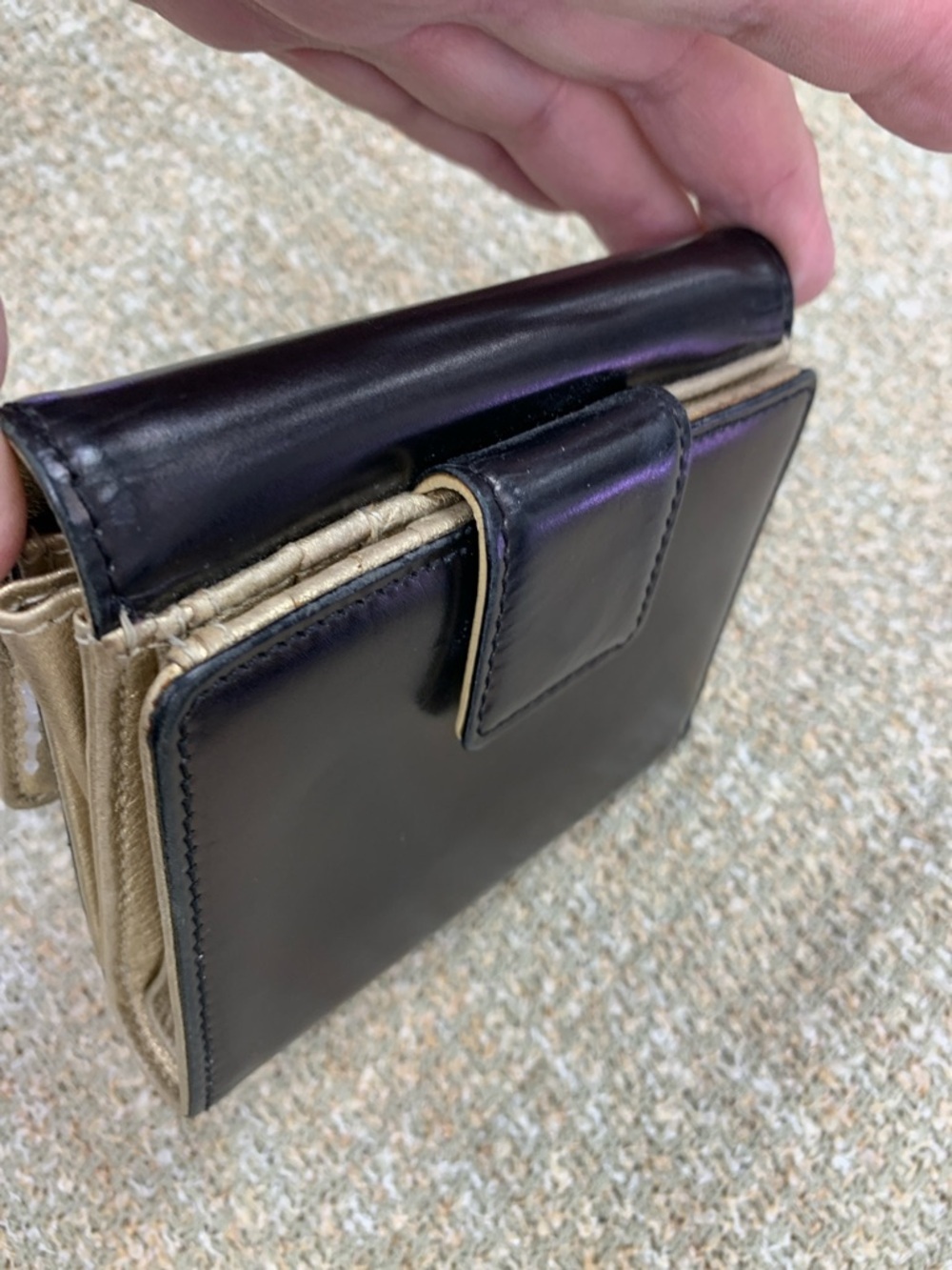 kate spade Black Leather Fold Wallet with Gold Logo - Picture 3 of 7